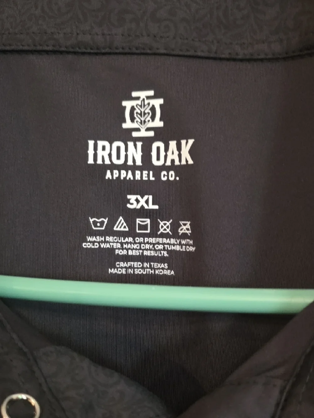 Iron Oak Western Pearl Snap Performance Grey Polo Shirt - Short Sleeve - Picture 2 of 6
